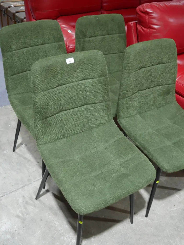 Set of 4 green upholstered dining chairs Image 1++