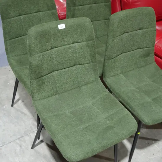 Set of 4 green upholstered dining chairs