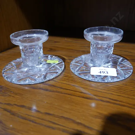 Pair of crystal candle holders