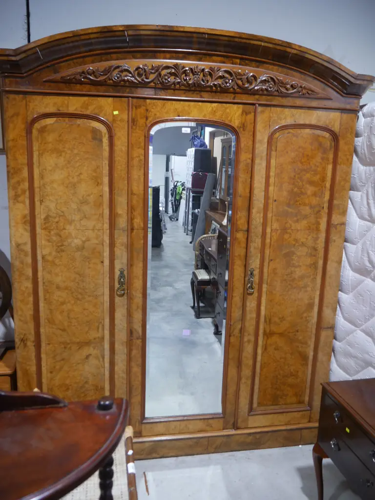 Victorian burr walnut triple wardrobe Image 1++
