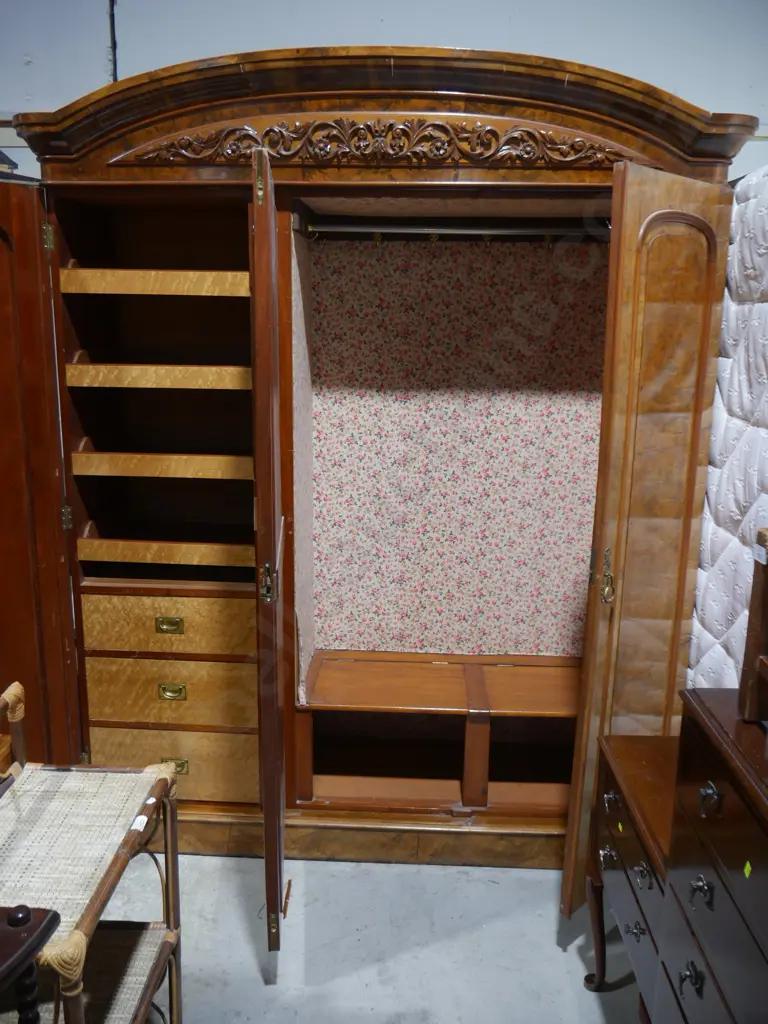 Victorian burr walnut triple wardrobe Image 1++