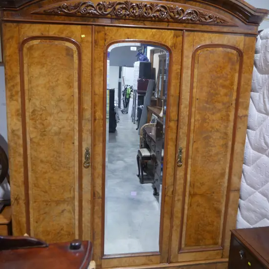 Victorian burr walnut triple wardrobe