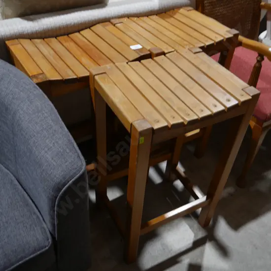 3 wooden bar stools