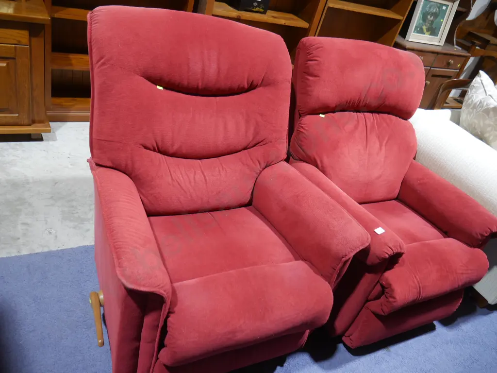 2 red armchairs - 1 swivel Image 1++