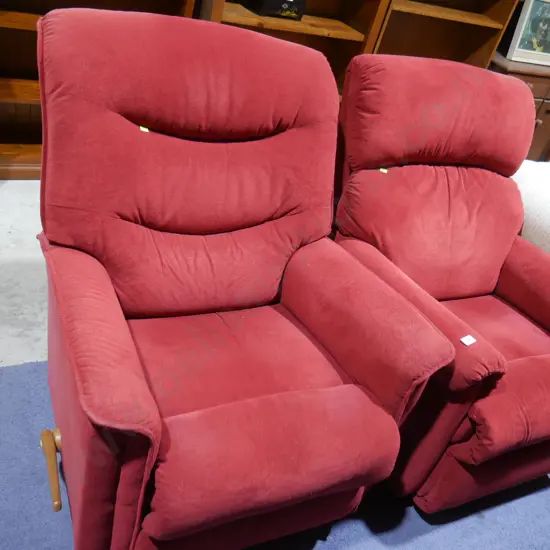 2 red armchairs - 1 swivel