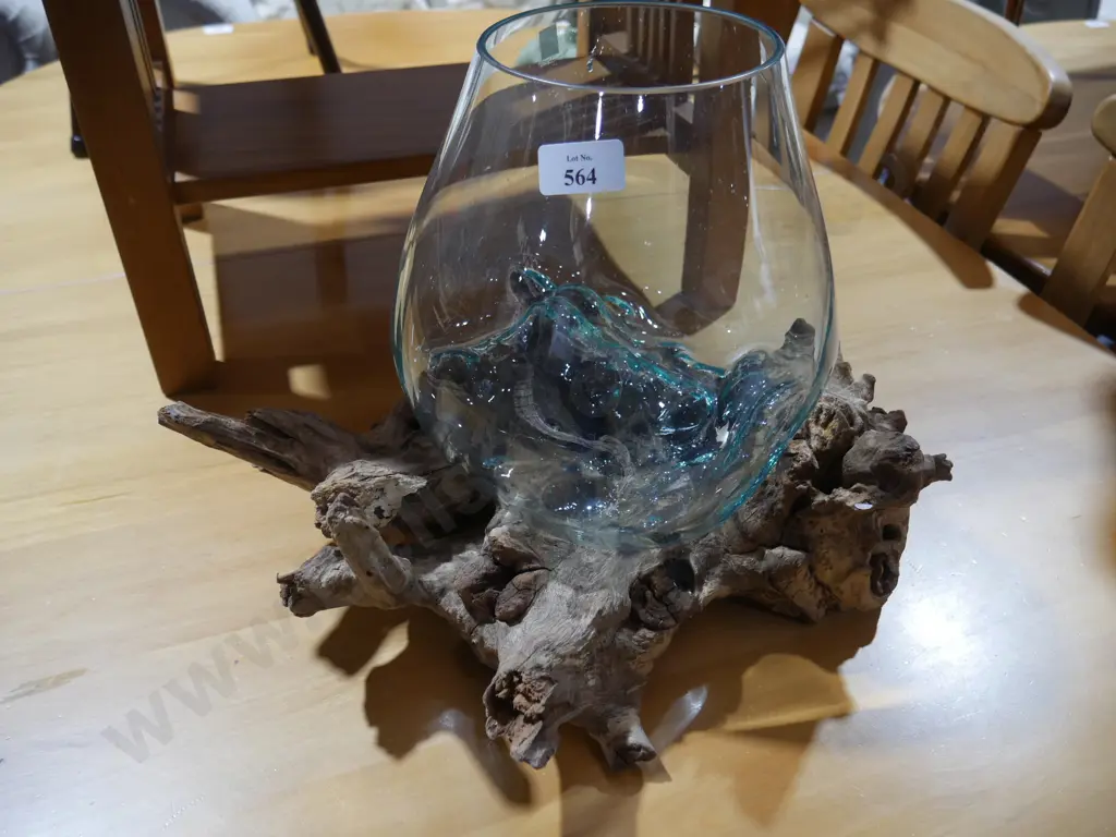 Glass bowl on wood Image 1++