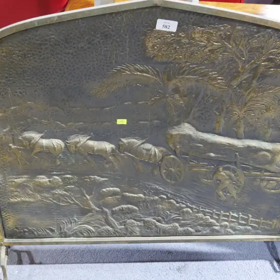 Brass fire screen