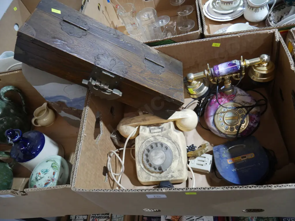 Wooden box, telephones etc Image 1++