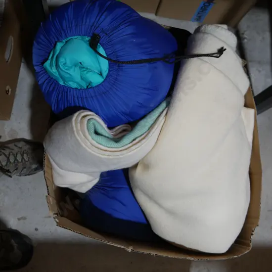 Sleeping bags and woollen blanket