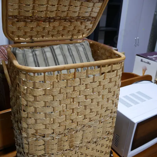 Cane basket and cushions