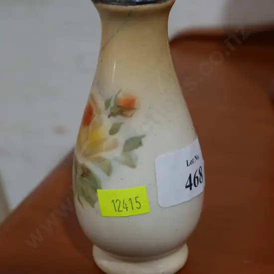 Sterling silver topped vase, A/F