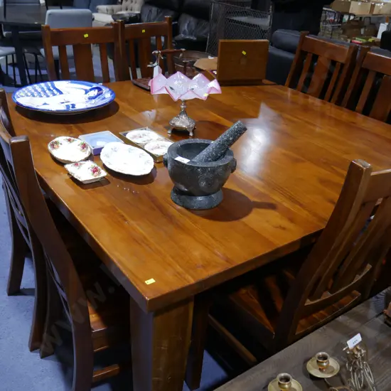 Large square dining table and 8 chairs