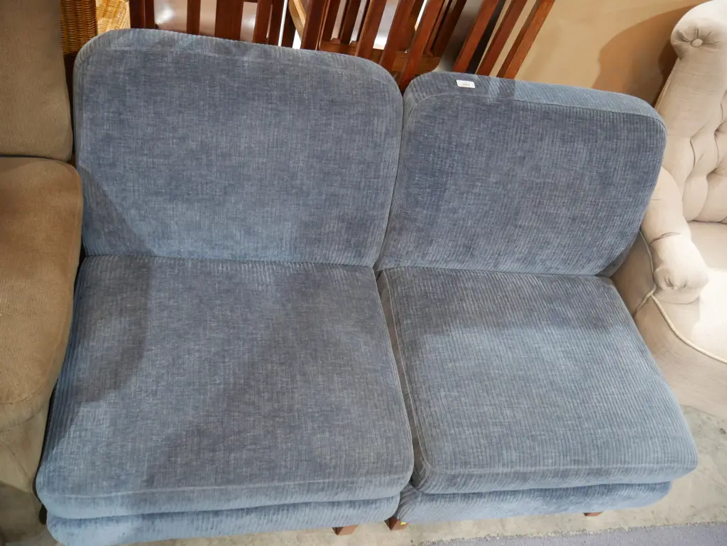 Pair of blue upholstered bedroom chairs Image 1++