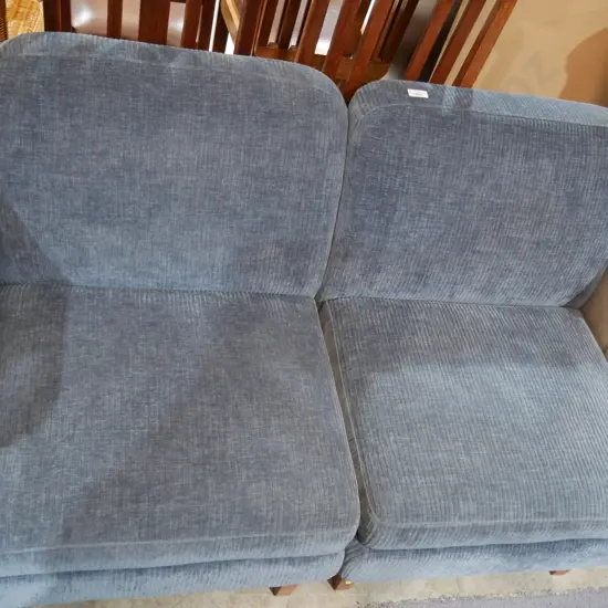Pair of blue upholstered bedroom chairs