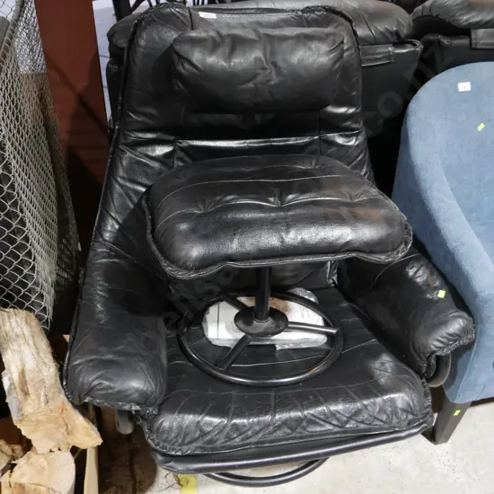 Swivel armchair and footstool