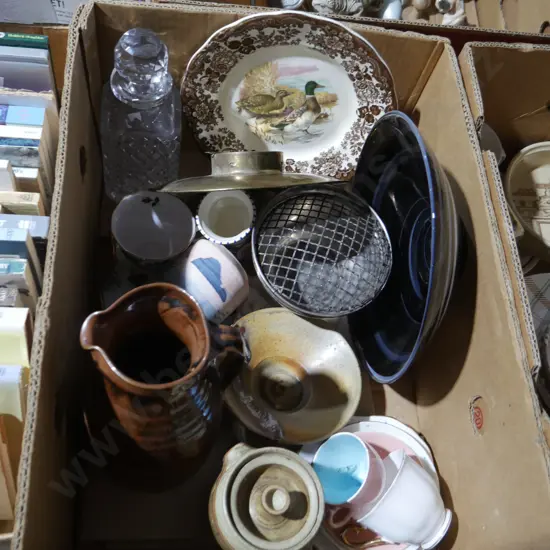 Pottery jug, glass bowl etc