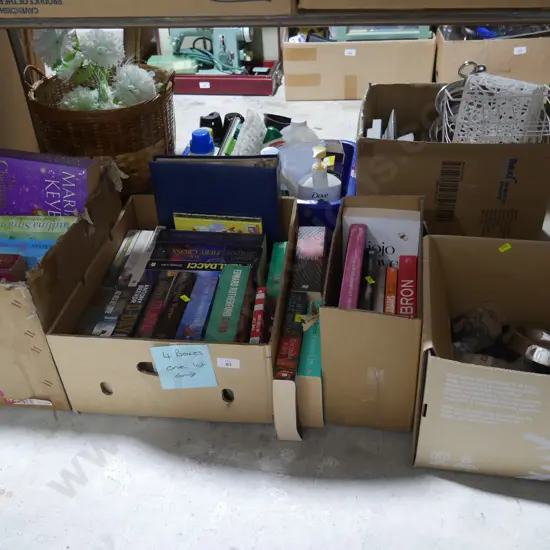 4 boxes of books etc