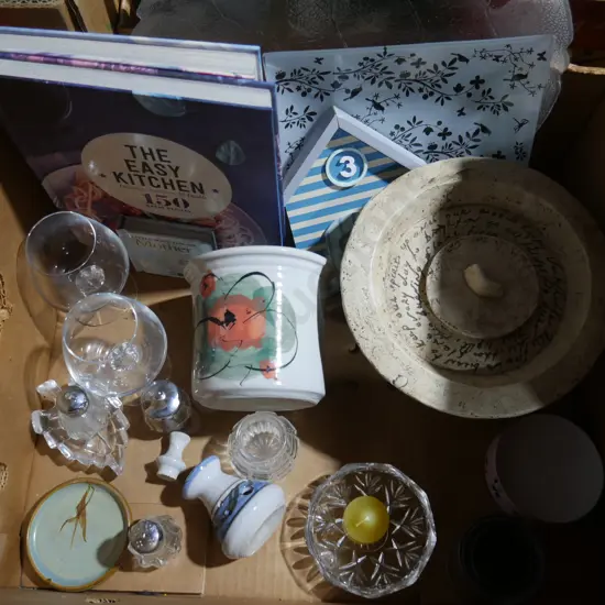 Glassware, recipe books etc