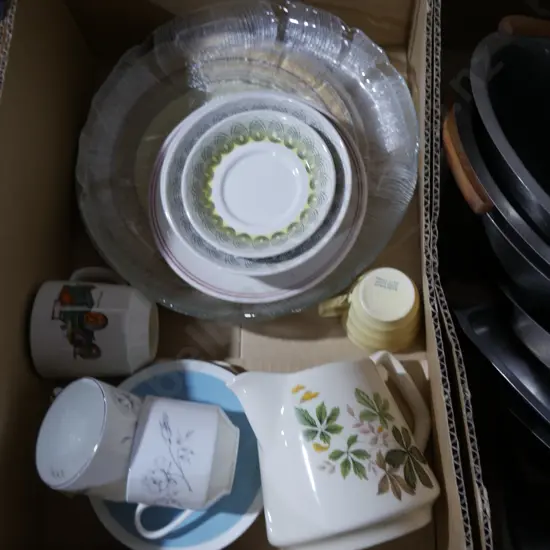 Pottery ware, glass plate