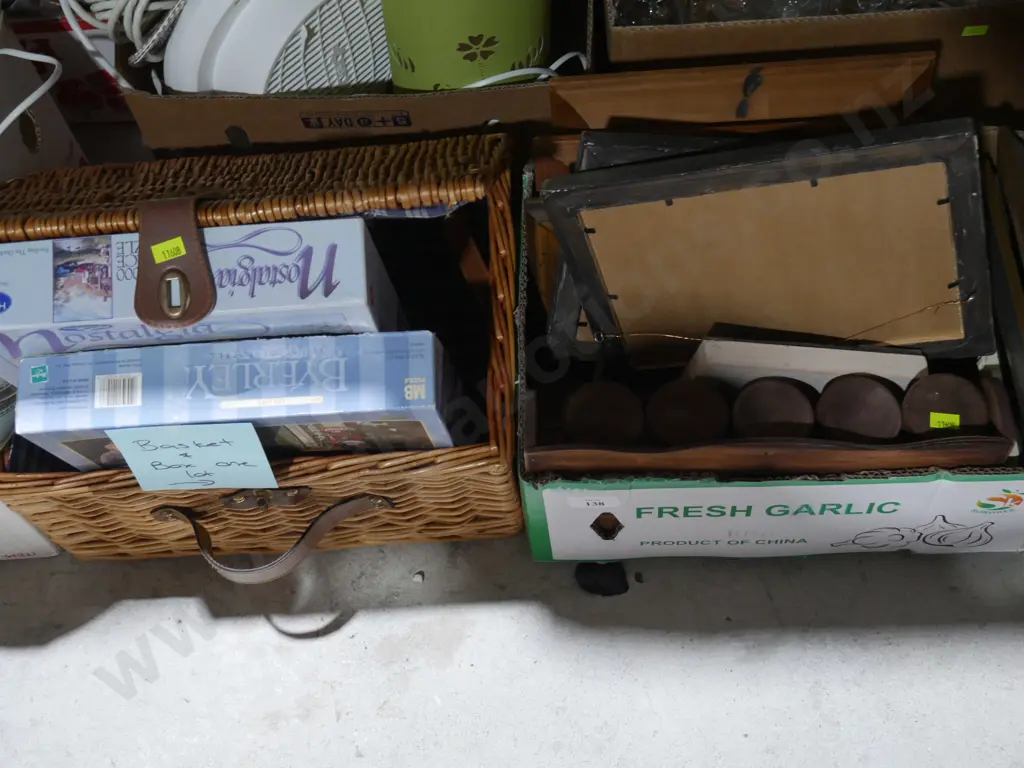 Cane basket, picture frames etc Image 1++