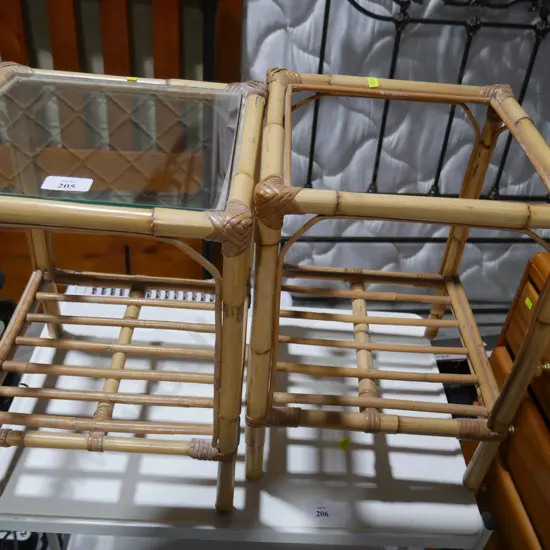 Two cane tables
