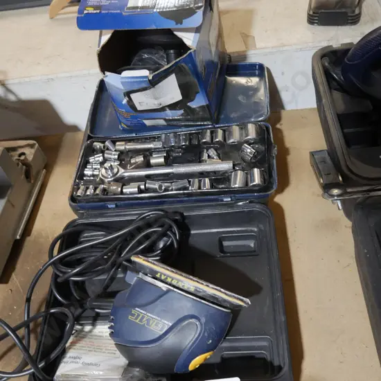Palm sander, socket set etc
