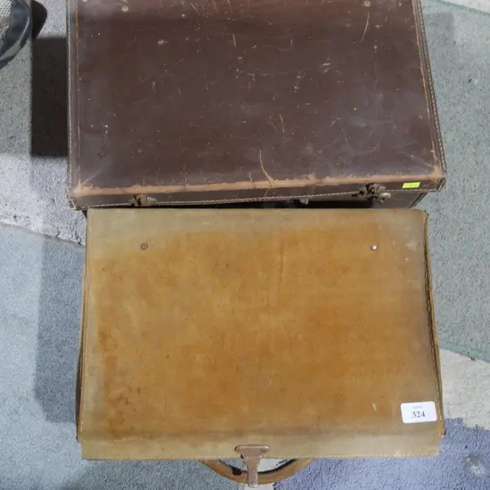 Two leather suitcases