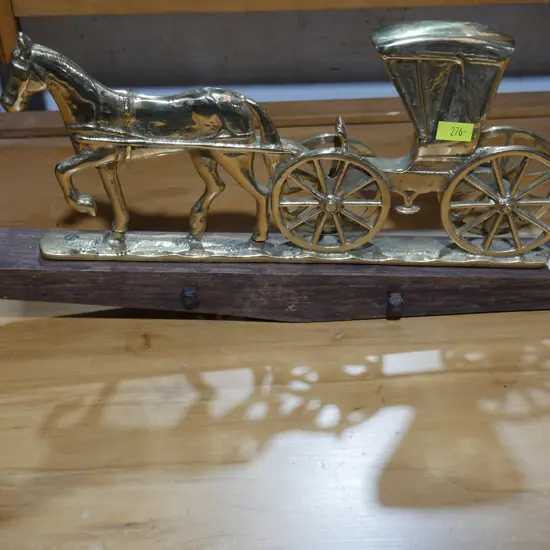 Brass horse and carriage ornament