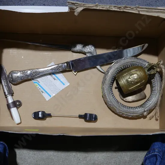Brass bell, Rodd knife etc