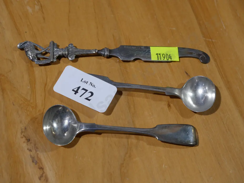 Sterling Silver salt spoons and butter knife Image 1++