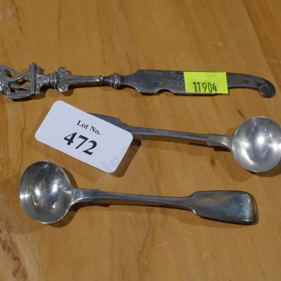 Sterling Silver salt spoons and butter knife