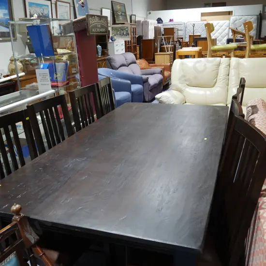 Dining table and eight chairs