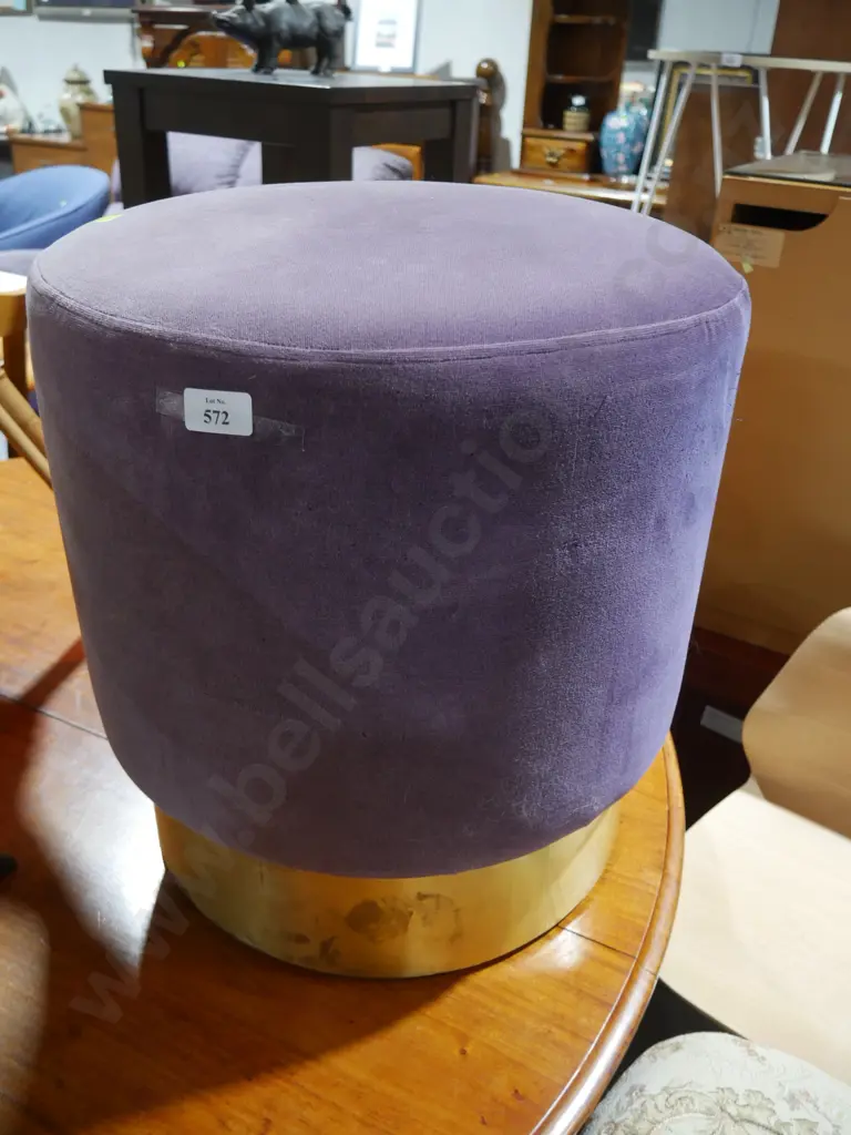 Velvet drum footstool Image 1++