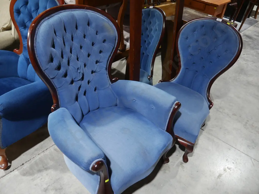 Two deep button armchairs Image 1++