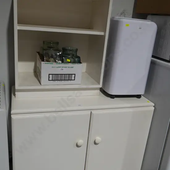 2 white cabinets