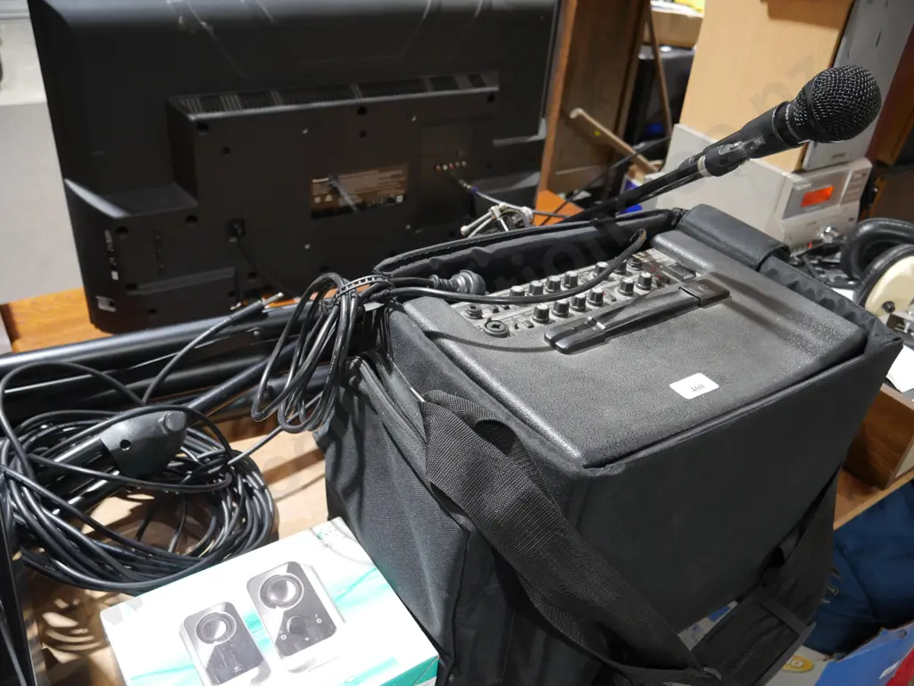 Roland guitar amp , microphone and stands Image 1++