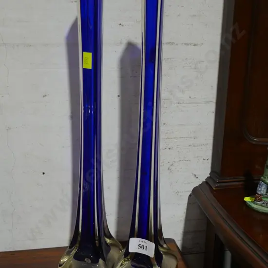 Blue glass vases