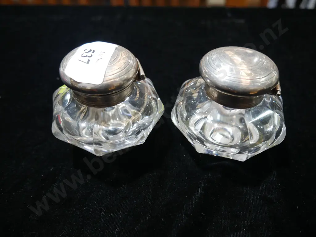 Pair silver top ink wells Image 1++