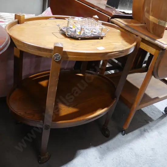 Oval tea trolley Oak