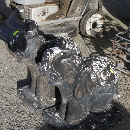 2 elephant garden figurines