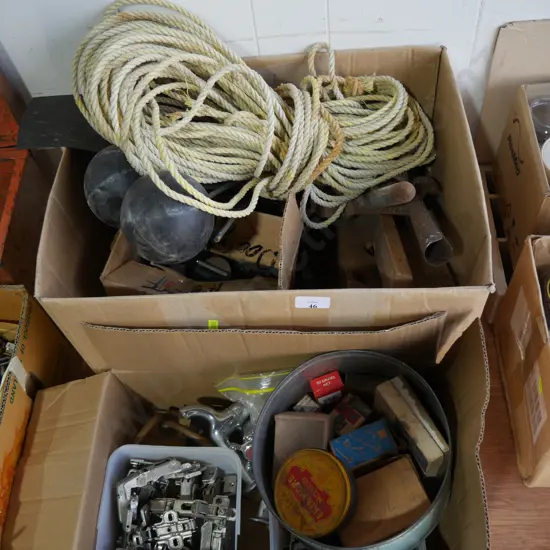 Rope, tools, hinges etc