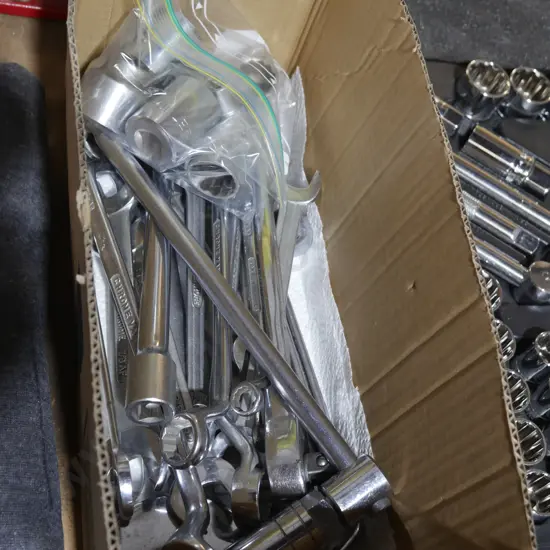 Assorted sockets, spanners etc