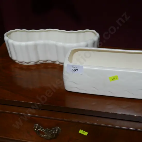 2 Crown Lynn trough vases