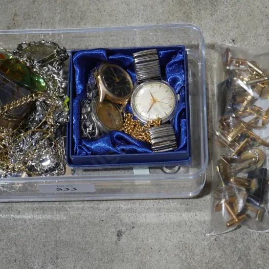 Cufflinks, watches, and costume jewellery