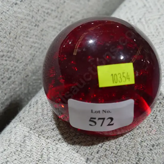 Red glass paperweight