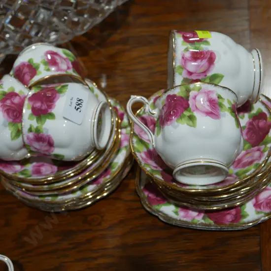 Old English rose cups and sauces