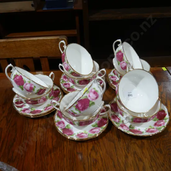 Old English rose soup bowls