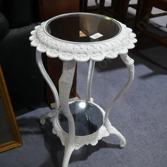 White two  tier plant table
