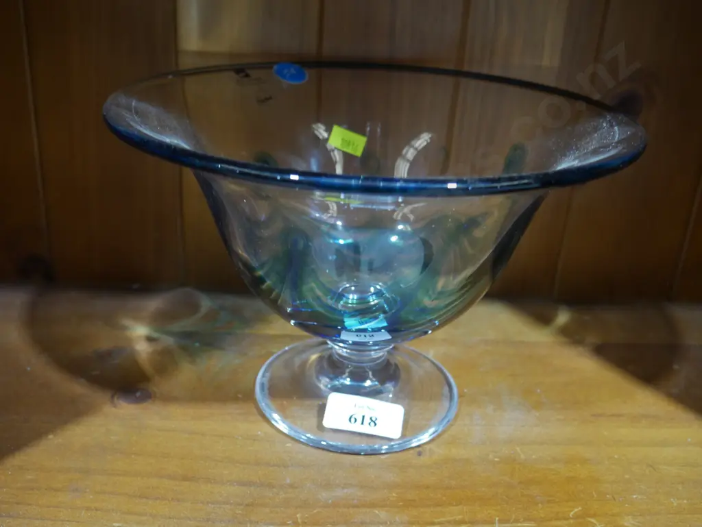 Hoglund art glass pedestal bowl Image 1++