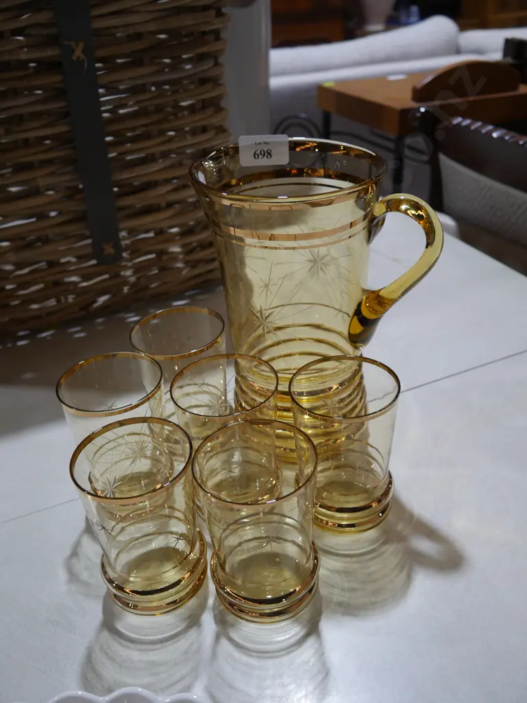 Amber glass jug and glass set Image 1++